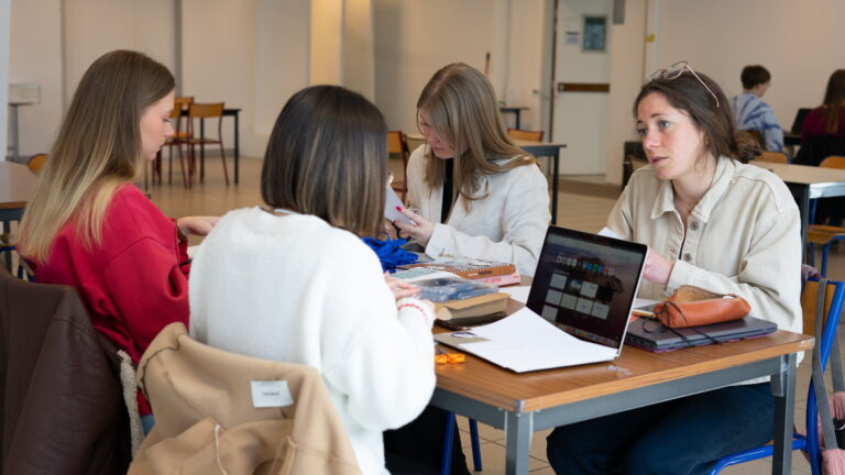 Students working in the library at the university of Brest