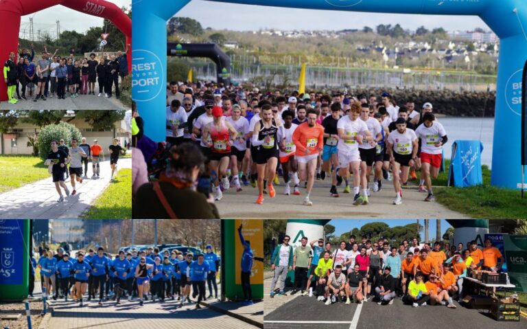 A colage of running events