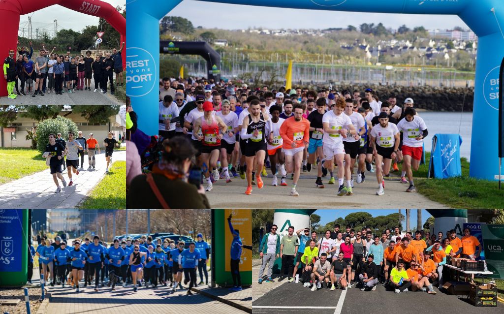 A colage of running events